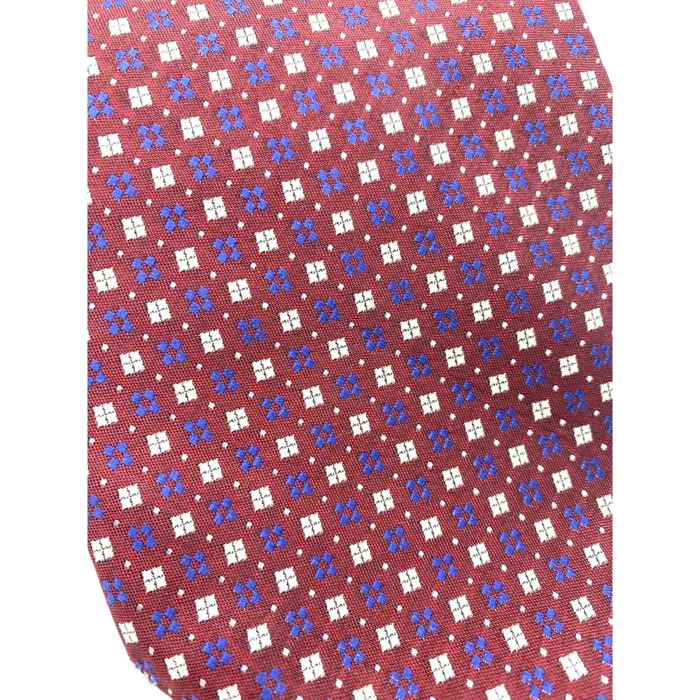 Vintage Polo Ralph Lauren Silk‎ Necktie Men's red white blue micro geometric tie